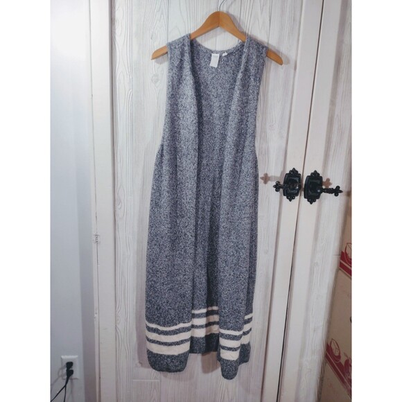GAP Women's Sleeveless Knit Long Maxi Cardigan Size X-Large Stripe - Picture 5 of 12